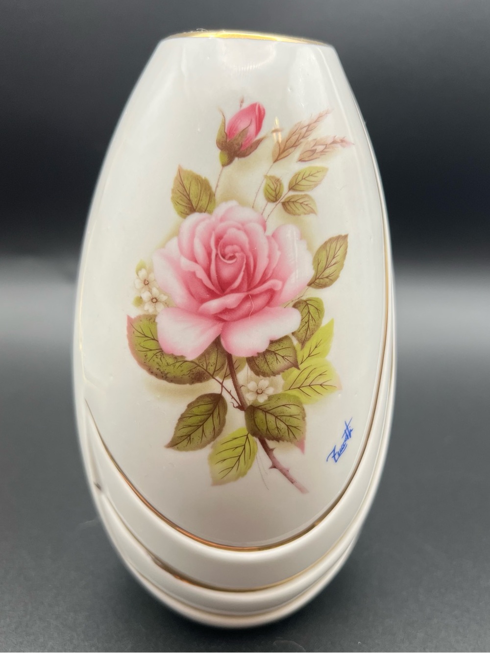🌹 Vintage 1984 Franklin Mint "Celestial Rose" Porcelain Vase
